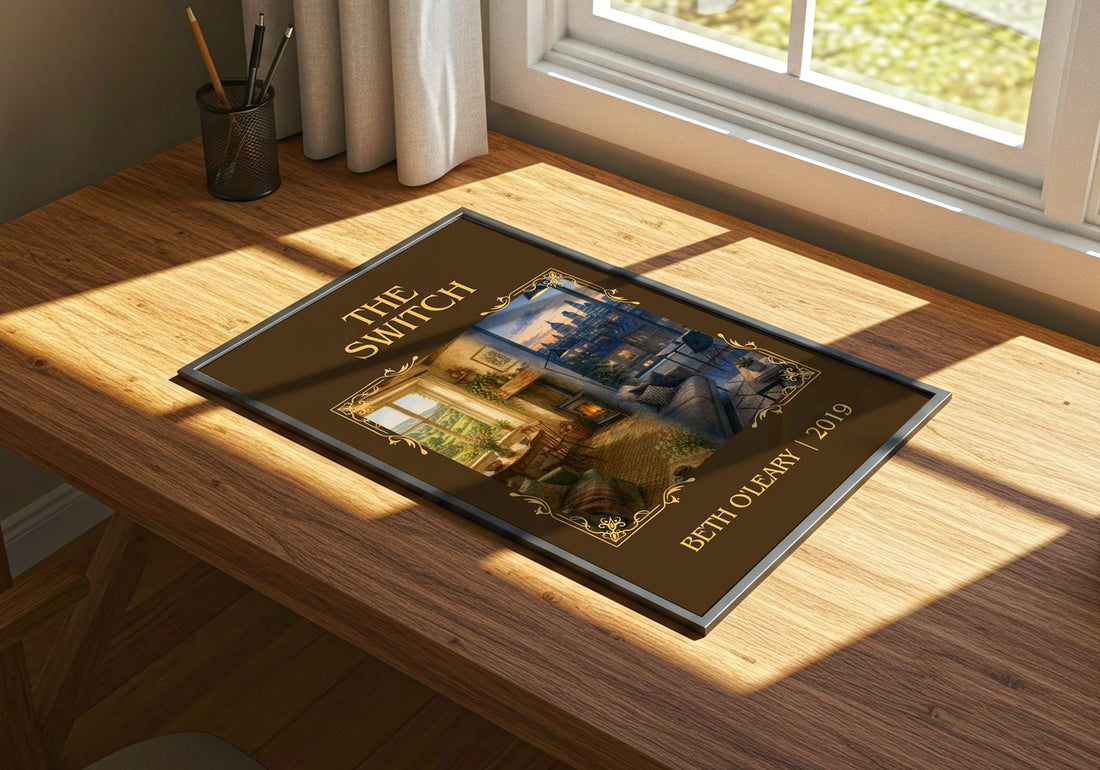 The Switch Classic Book Art Print by Beth O'Leary – print on a sunlit desk