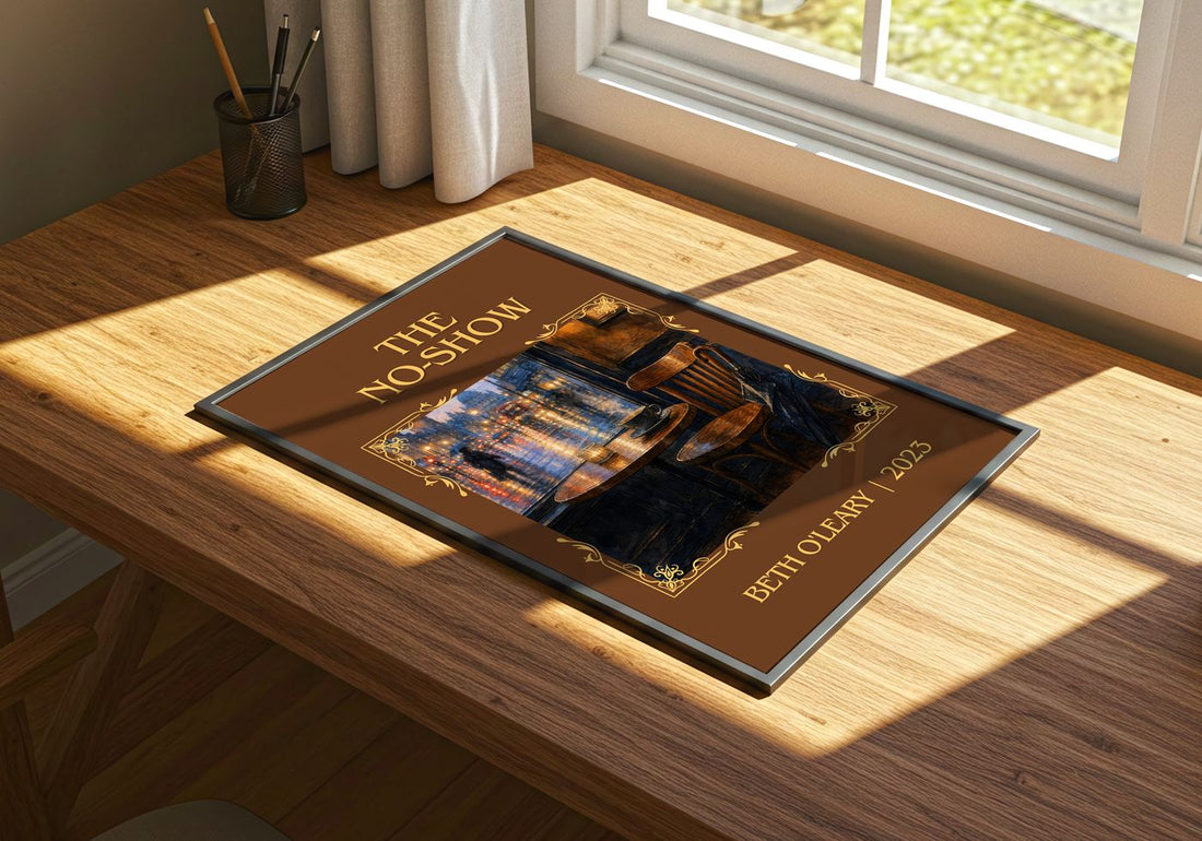 The No-Show Classic Book Art Print by Beth O'Leary – print on a sunlit desk