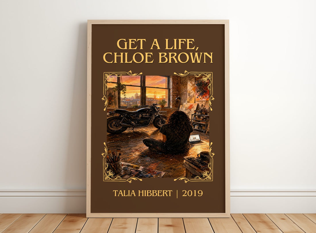 Get a Life, Chloe Brown Classic Book Art Print by Talia Hibbert – framed print leaning on a wooden floor
