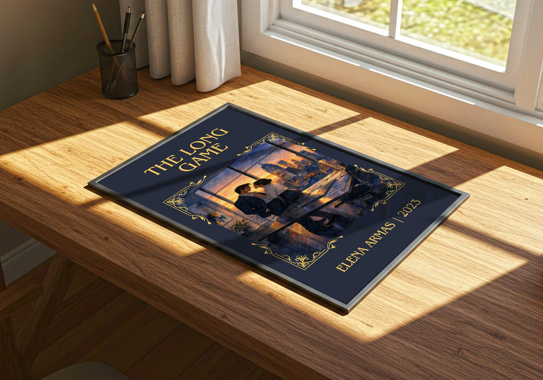 The Long Game Classic Book Art Print by Elena Armas – print on a sunlit desk