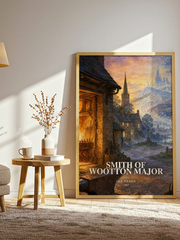 Smith Of Wootton Major watercolour print in frame leaning in hallway – fantasy wall art
