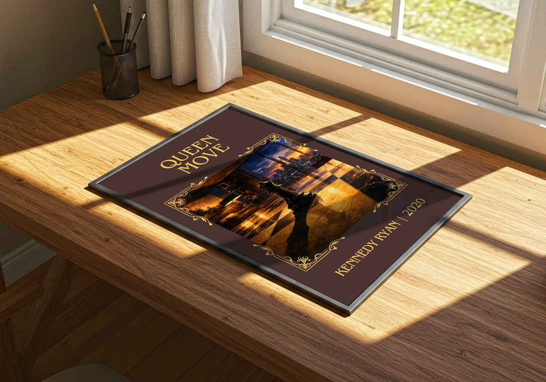 Queen Move Classic Book Art Print by Kennedy Ryan – print on a sunlit desk