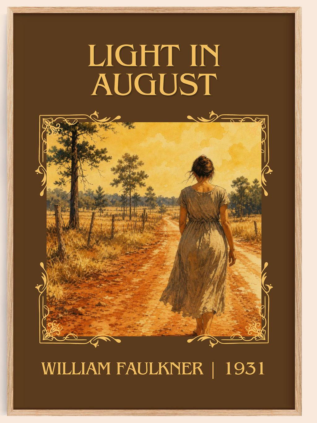 Light in August Classic Book Art Print by William Faulkner – book poster