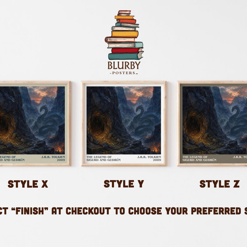 The Legend Of Sigurd And Gudrún literary print in frame leaning in hallway – poetry wall art