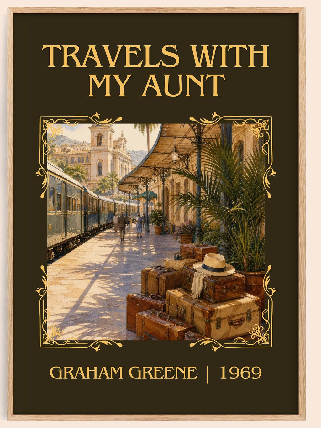Travels with My Aunt Classic Book Art Print by Graham Greene – book poster