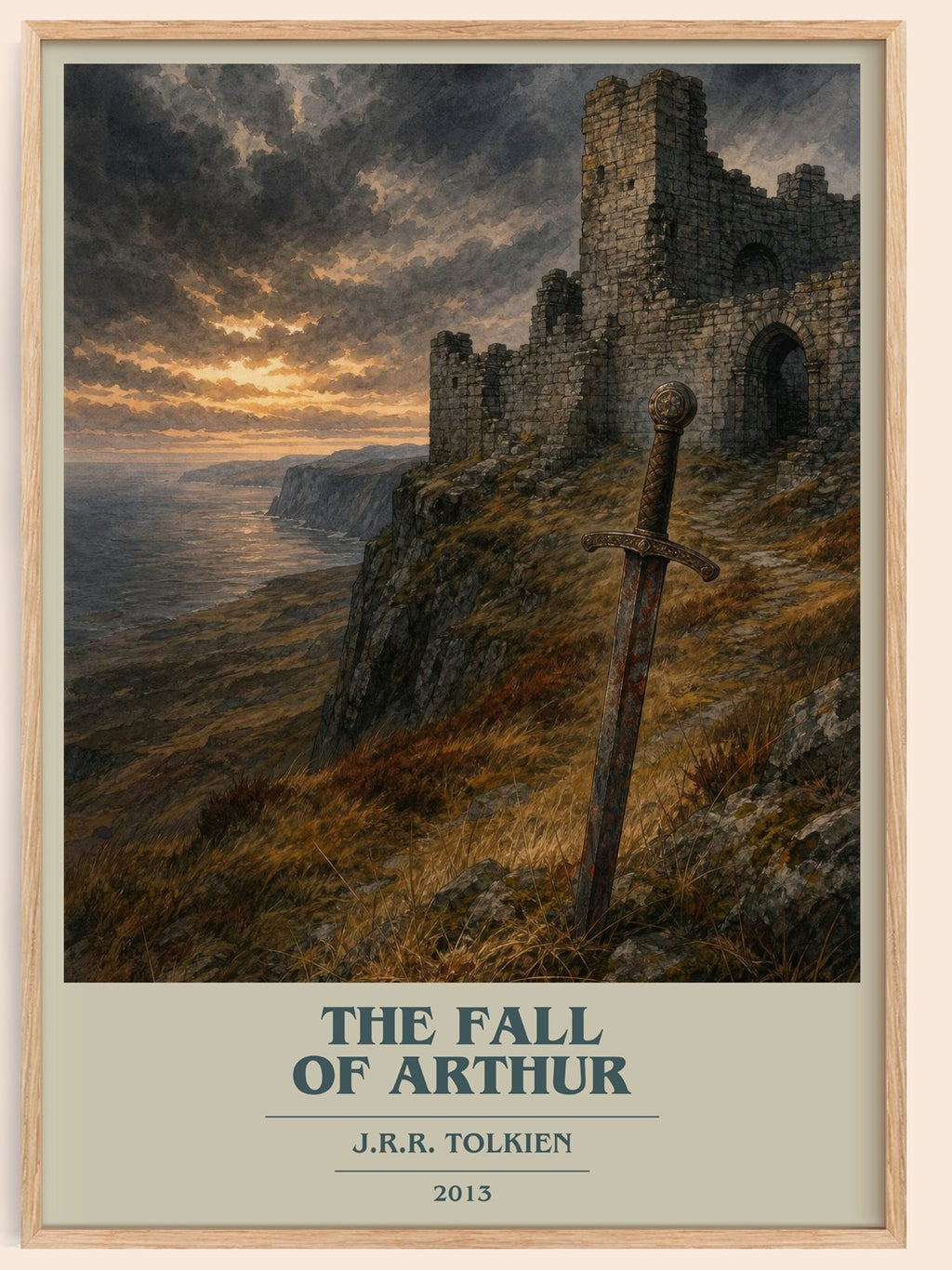 The Fall Of Arthur book cover book poster by J.R.R. Tolkien – framed literary art print