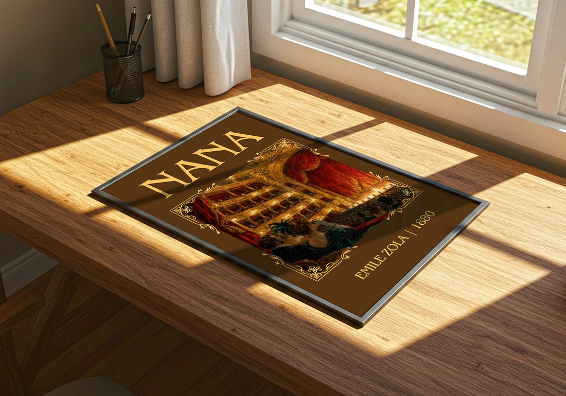 Nana Classic Book Art Print by Émile Zola – print on a sunlit desk