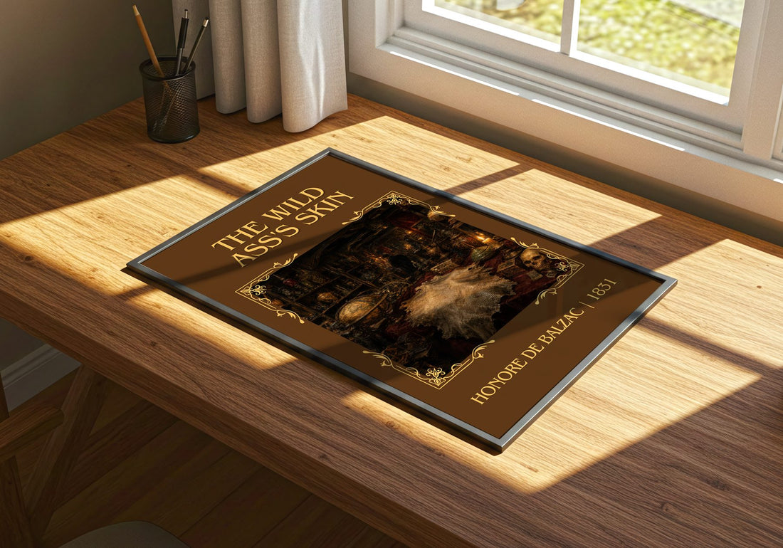 The Wild Ass's Skin Classic Book Art Print by Honoré de Balzac – print on a sunlit desk