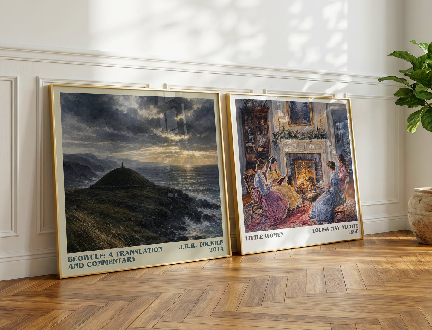 Beowulf: A Translation And Commentary literary print on bookshelf – J.R.R. Tolkien fan gift