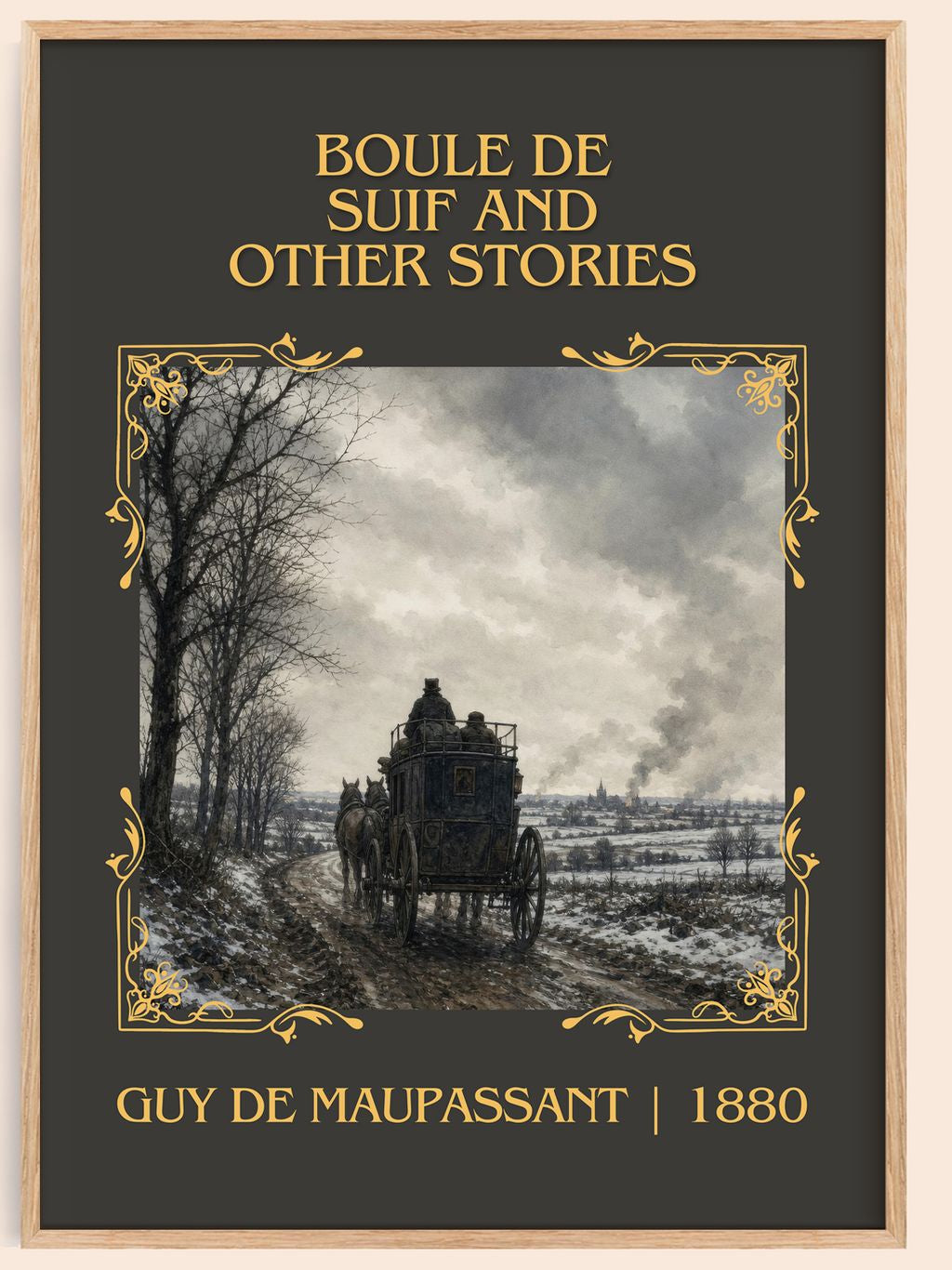 Boule de Suif and Other Stories Classic Book Art Print by Guy de Maupassant – book poster