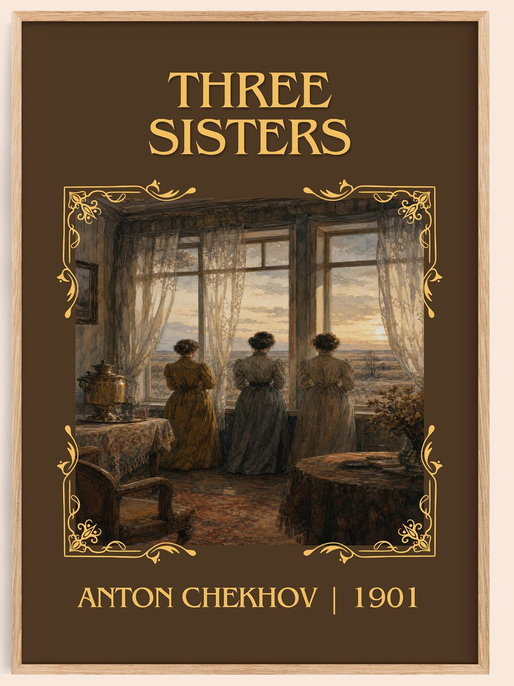 Three Sisters Classic Book Art Print by Anton Chekhov – book poster