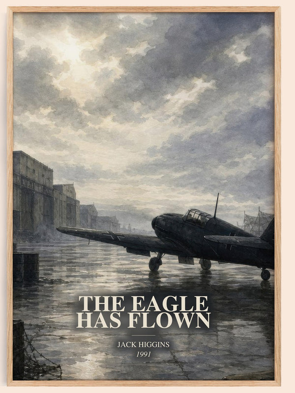 The Eagle Has Flown watercolour book poster by Jack Higgins – framed literary art print