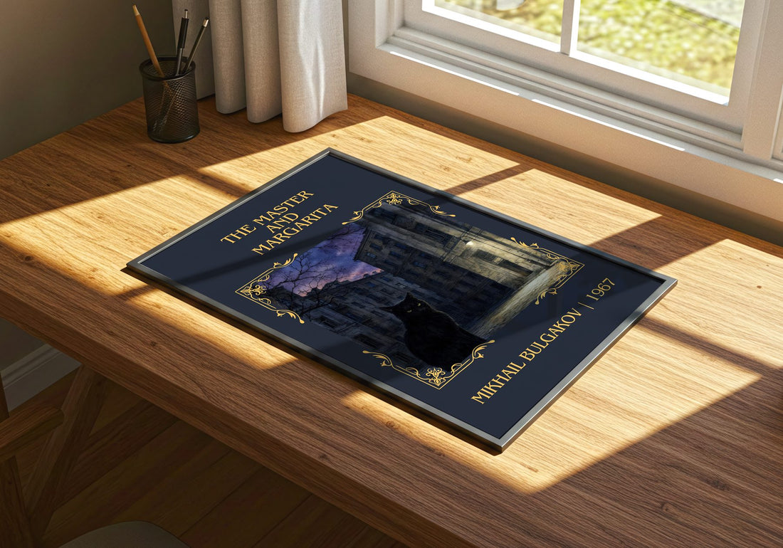 The Master and Margarita Classic Book Art Print by Mikhail Bulgakov – print on a sunlit desk