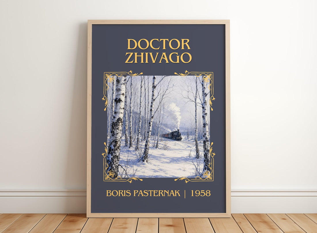 Doctor Zhivago Classic Book Art Print by Boris Pasternak – framed print leaning on a wooden floor