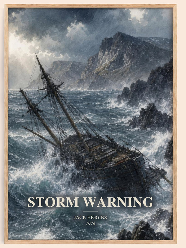 Storm Warning watercolour book poster by Jack Higgins – framed literary art print