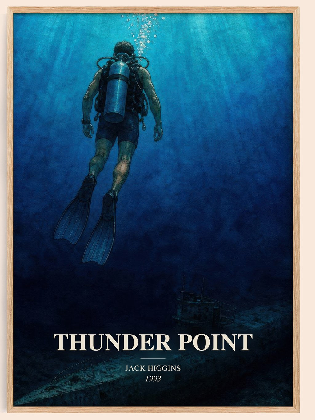 Thunder Point watercolour book poster by Jack Higgins – framed literary art print