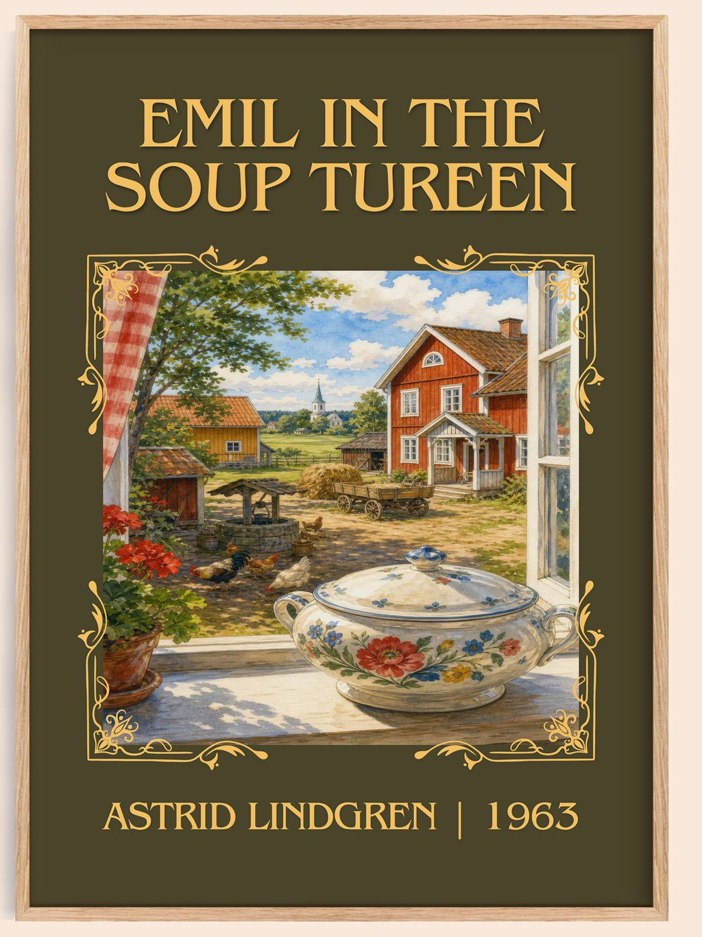 Emil in the Soup Tureen Classic Book Art Print by Astrid Lindgren – book poster
