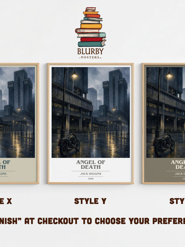 Angel Of Death book cover print in frame leaning in hallway – thriller wall art