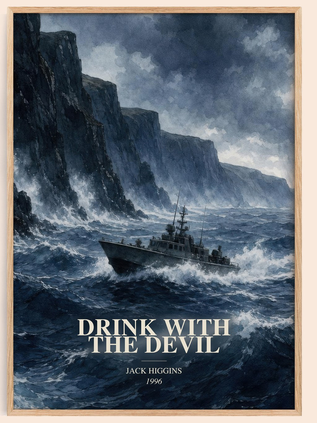 Drink With The Devil watercolour book poster by Jack Higgins – framed literary art print