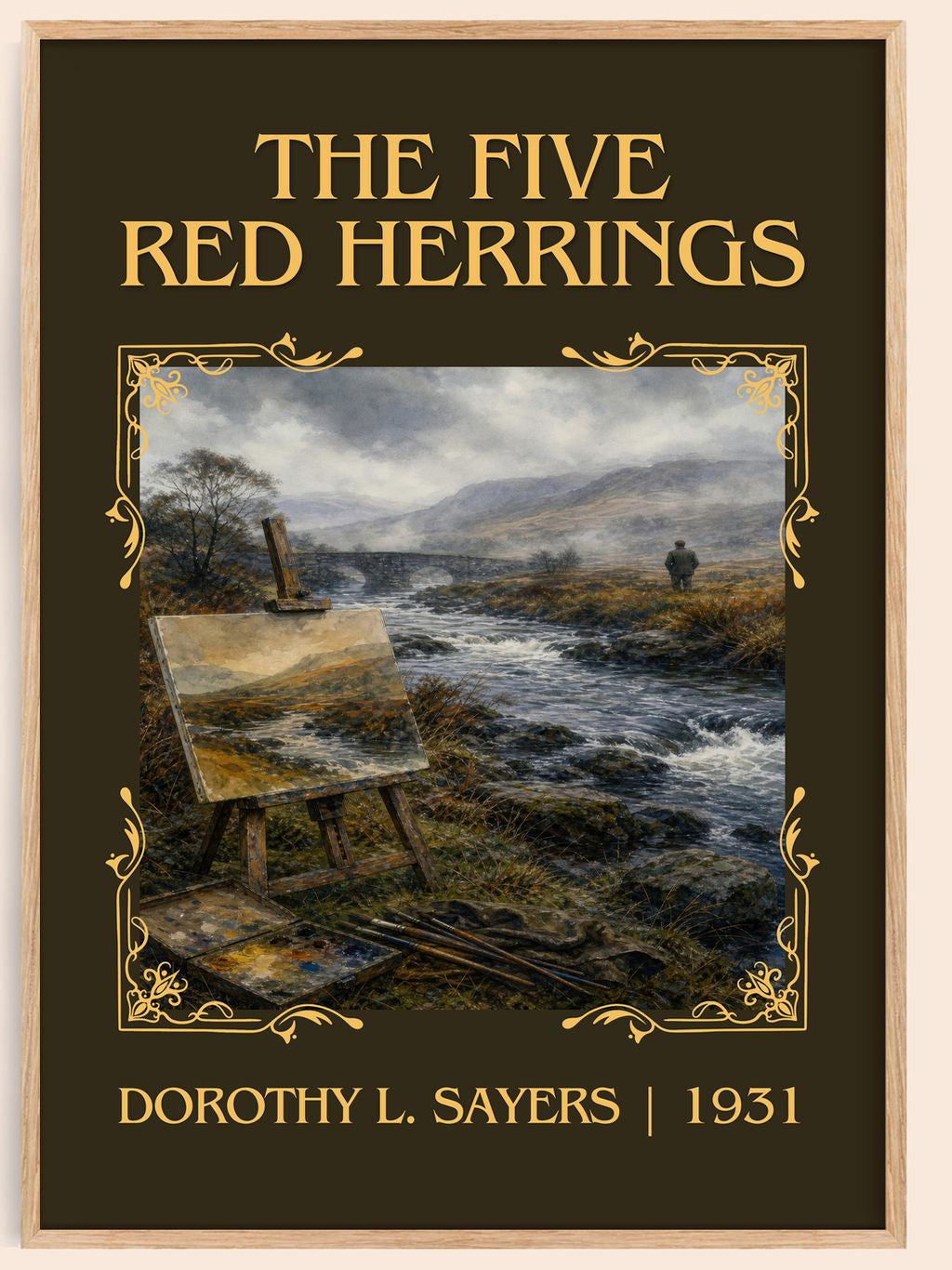 The Five Red Herrings Classic Book Art Print by Dorothy L. Sayers – book poster