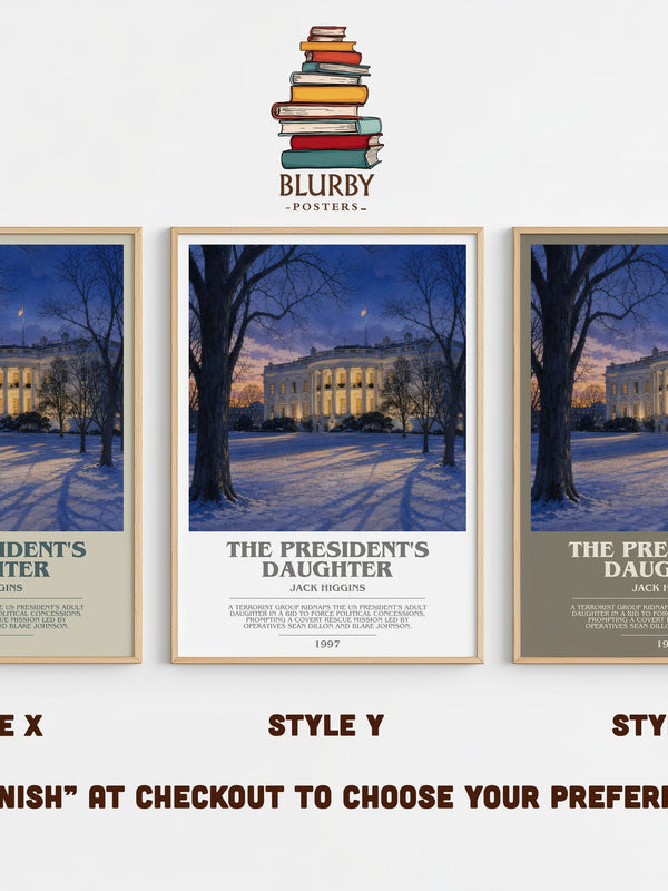 The President'S Daughter bookish print in frame leaning in hallway – thriller wall art