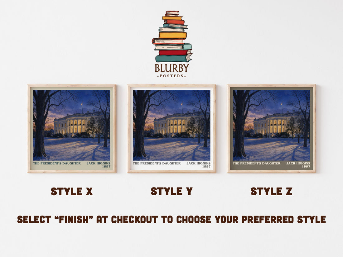 The President'S Daughter literary print in frame leaning in hallway – thriller wall art (mockup)