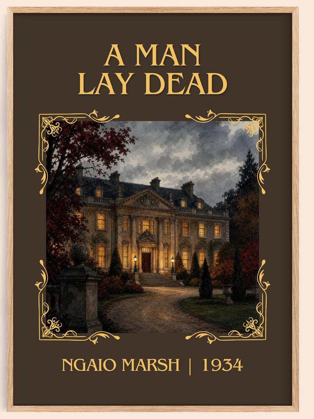 A Man Lay Dead Classic Book Art Print by Ngaio Marsh – book poster
