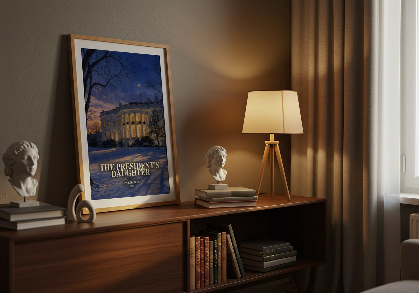 The President'S Daughter watercolour print on bookshelf – Jack Higgins fan gift