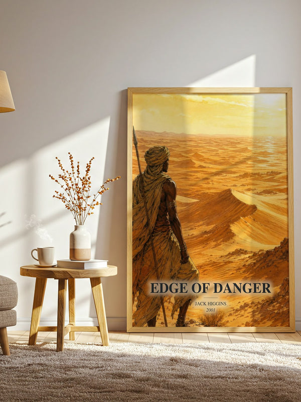 Edge Of Danger watercolour print in frame leaning in hallway – thriller wall art