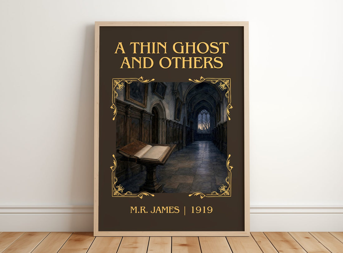 A Thin Ghost and Others Classic Book Art Print by M.R. James – framed print leaning on a wooden floor
