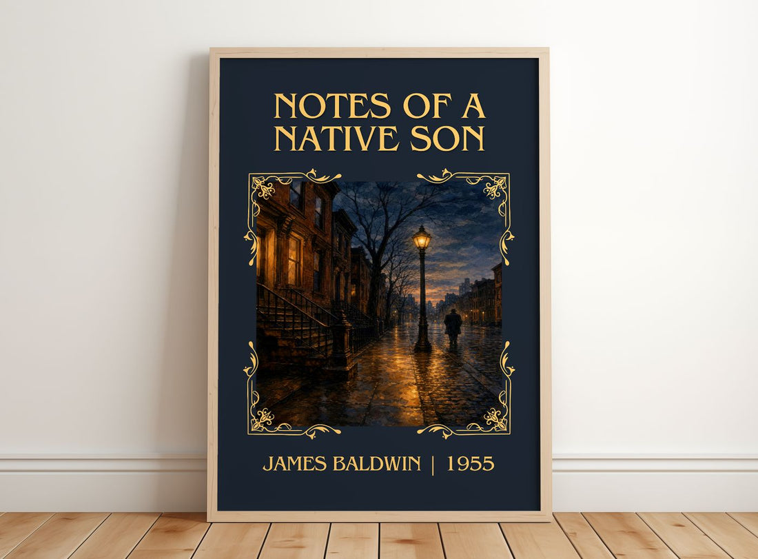 Notes of a Native Son Classic Book Art Print by James Baldwin – framed print leaning on a wooden floor