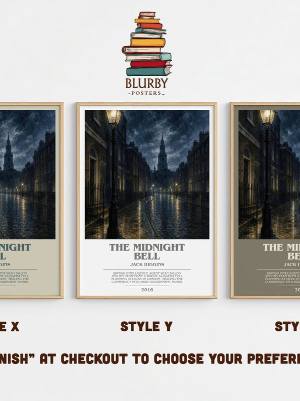The Midnight Bell bookish print in frame leaning in hallway – thriller wall art