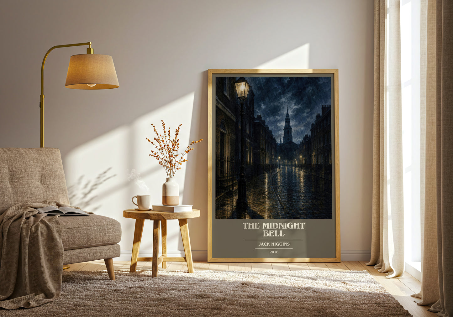 The Midnight Bell book cover print on bookshelf – Jack Higgins fan gift