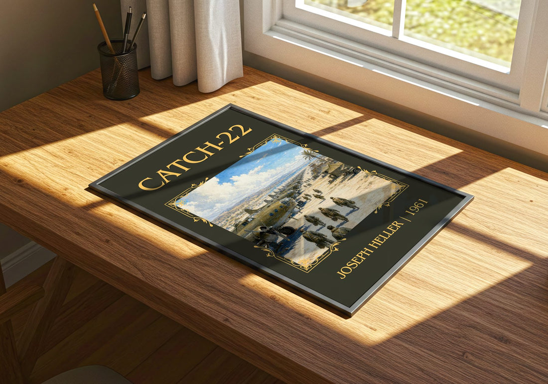 Catch-22 Classic Book Art Print by Joseph Heller – print on a sunlit desk