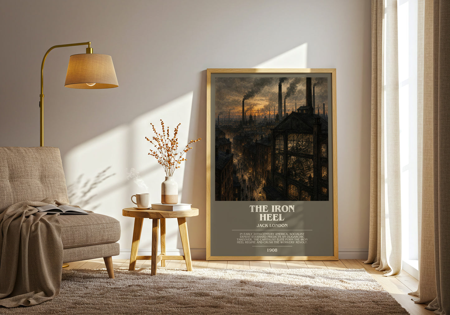 The Iron Heel bookish print on bookshelf – Jack London fan gift