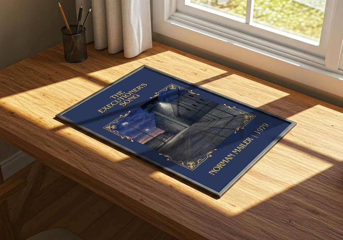 The Executioner's Song Classic Book Art Print by Norman Mailer – print on a sunlit desk