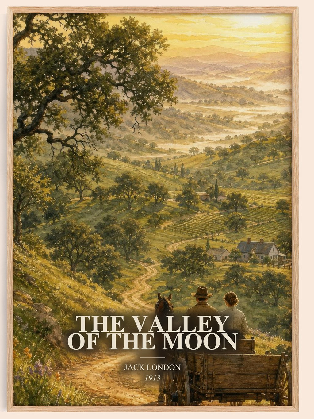 The Valley Of The Moon watercolour book poster by Jack London – framed literary art print