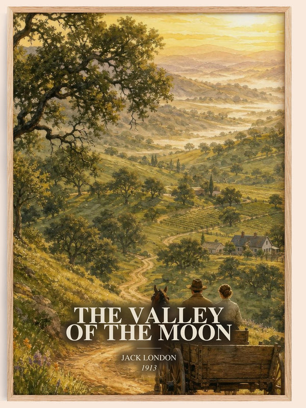 The Valley Of The Moon watercolour book poster by Jack London – framed literary art print
