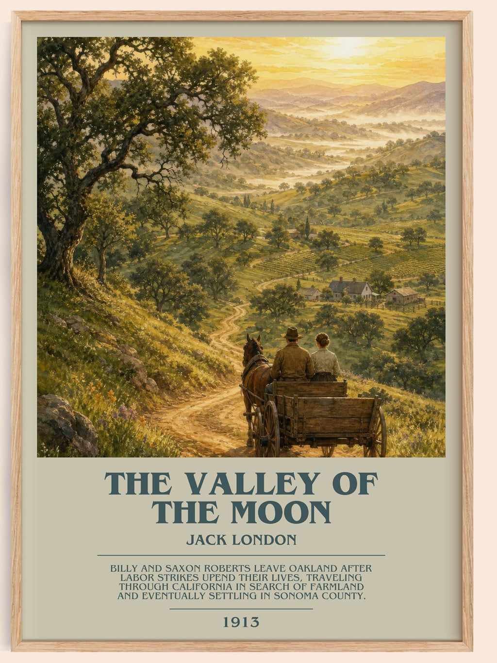 The Valley Of The Moon bookish book poster by Jack London – framed literary art print