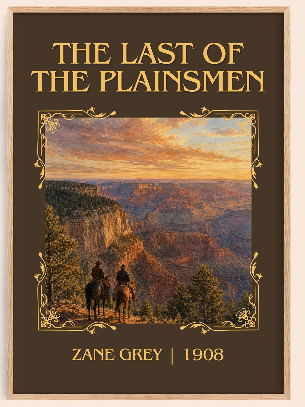 The Last of the Plainsmen Classic Book Art Print by Zane Grey – book poster