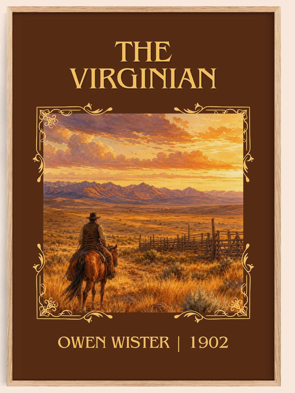 The Virginian Classic Book Art Print by Owen Wister – book poster