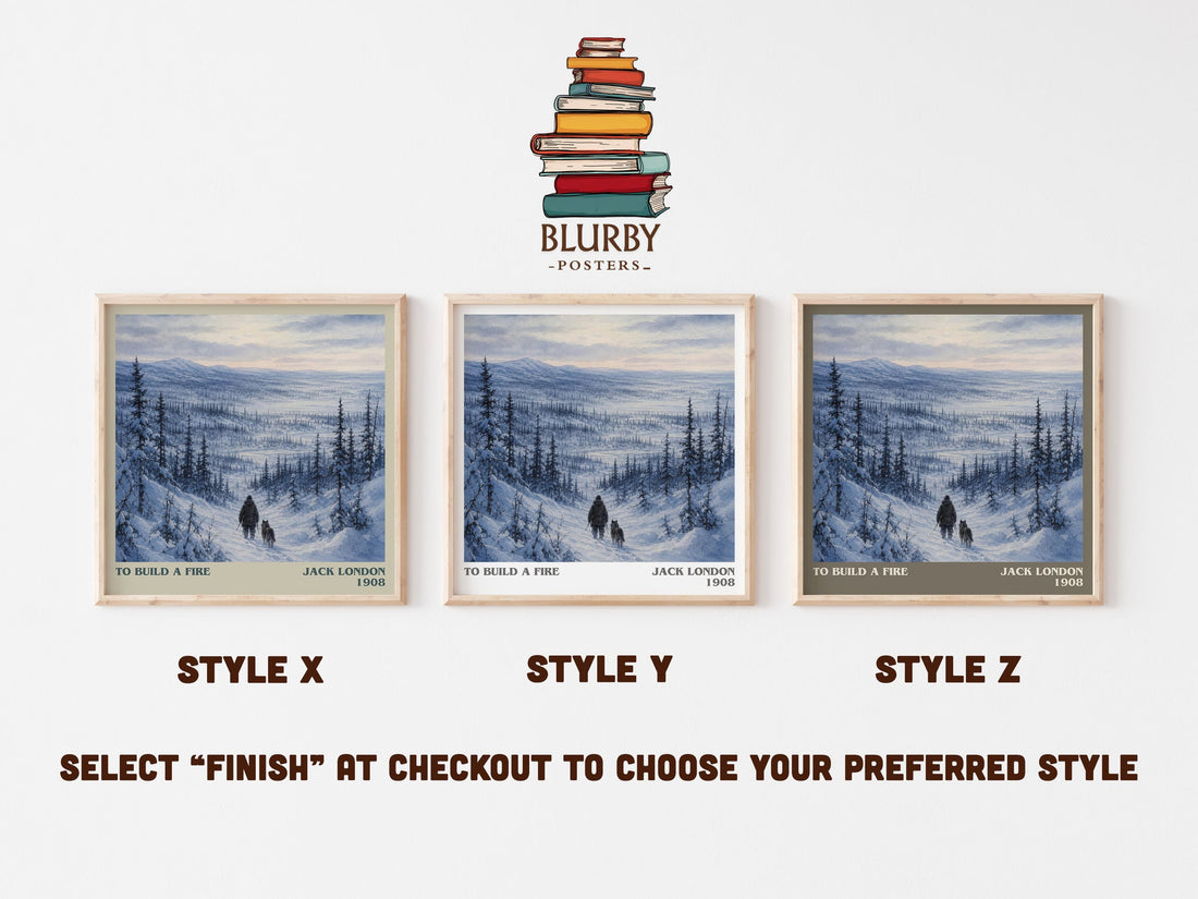 To Build A Fire literary print in frame leaning in hallway – adventure wall art (mockup)