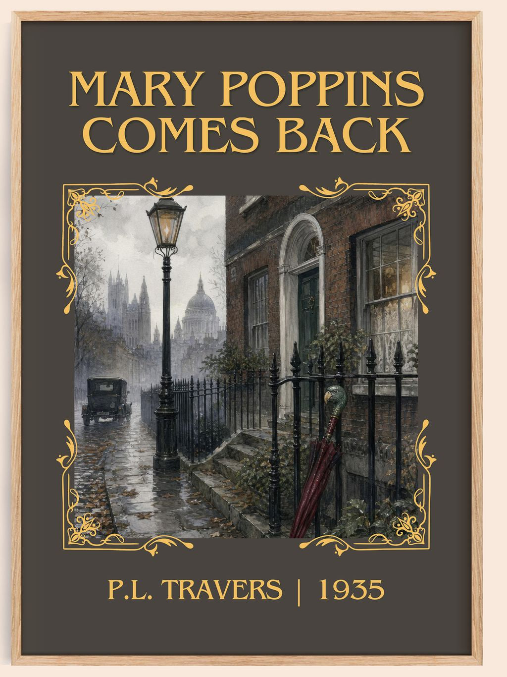 Mary Poppins Comes Back Classic Book Art Print by P.L. Travers – book poster