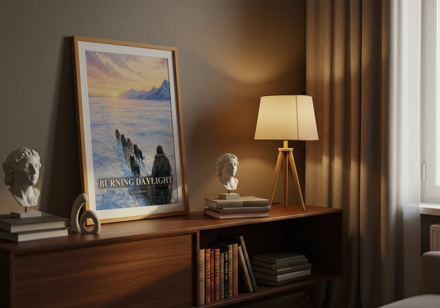 Burning Daylight watercolour print on bookshelf – Jack London fan gift