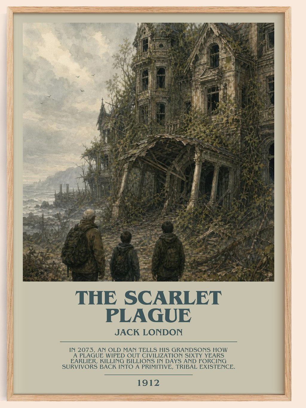 The Scarlet Plague bookish book poster by Jack London – framed literary art print