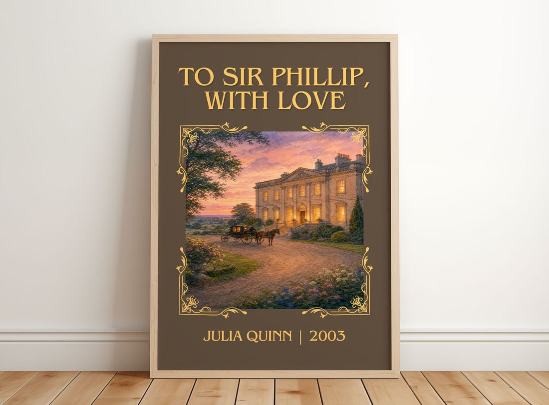 To Sir Phillip, With Love Classic Book Art Print by Julia Quinn – framed print leaning on a wooden floor