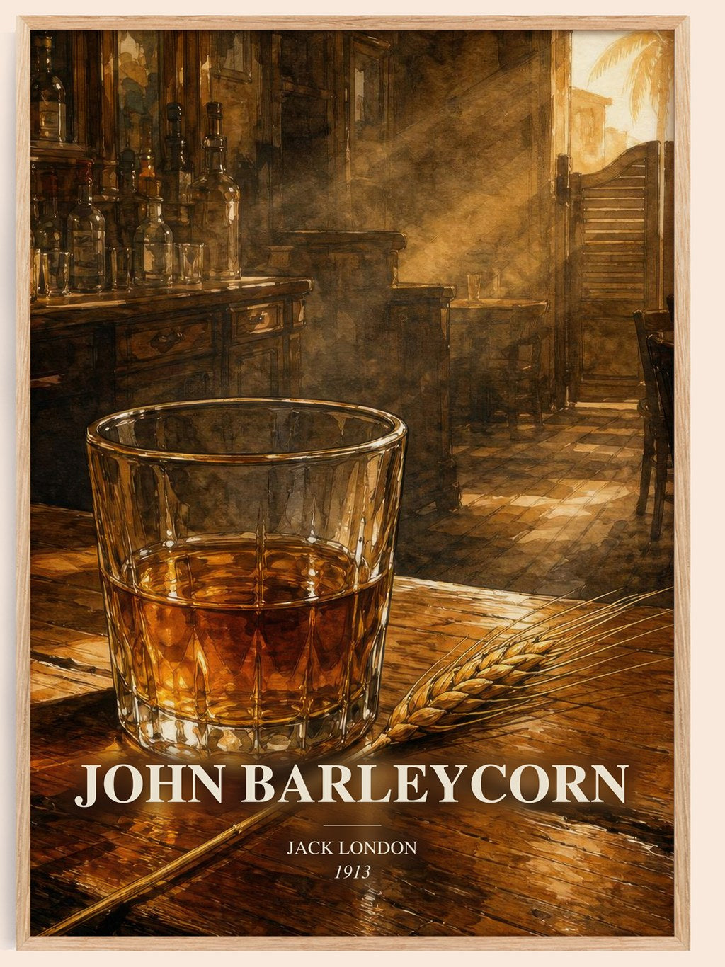 John Barleycorn watercolour book poster by Jack London – framed literary art print
