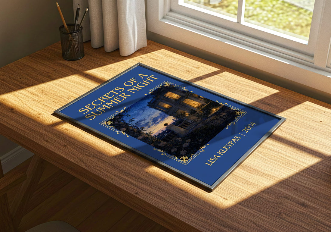 Secrets of a Summer Night Classic Book Art Print by Lisa Kleypas – print on a sunlit desk