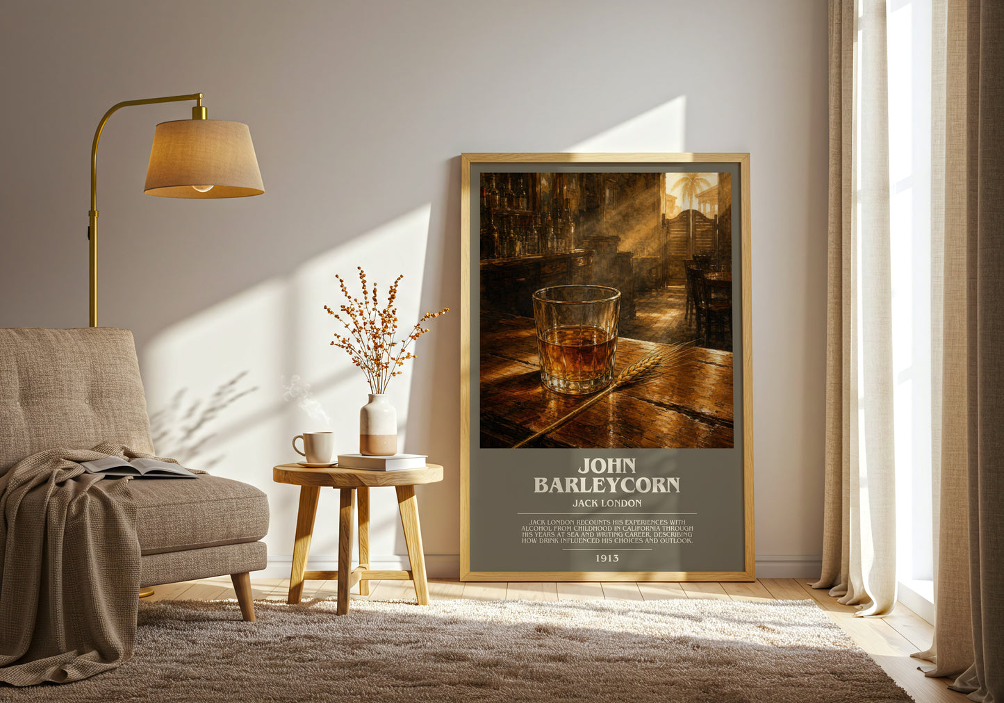 John Barleycorn bookish print on bookshelf – Jack London fan gift