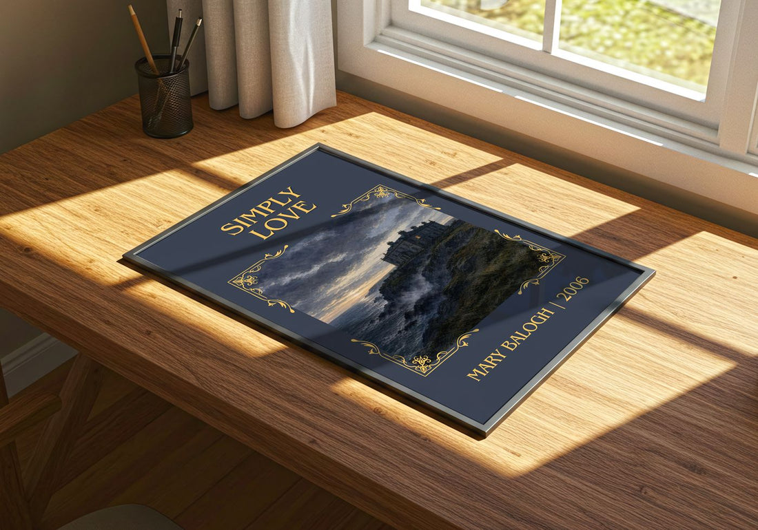 Simply Love Classic Book Art Print by Mary Balogh – print on a sunlit desk